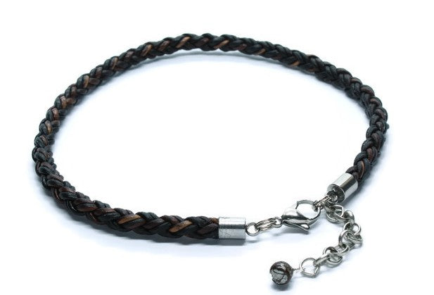 Antique Brown Leather Anklet - Woven Stone Co.