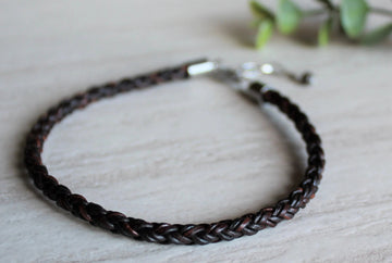 Antique Brown Leather Anklet - Woven Stone Co.
