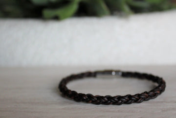 Antique Brown Leather Bracelet - Woven Stone Co.