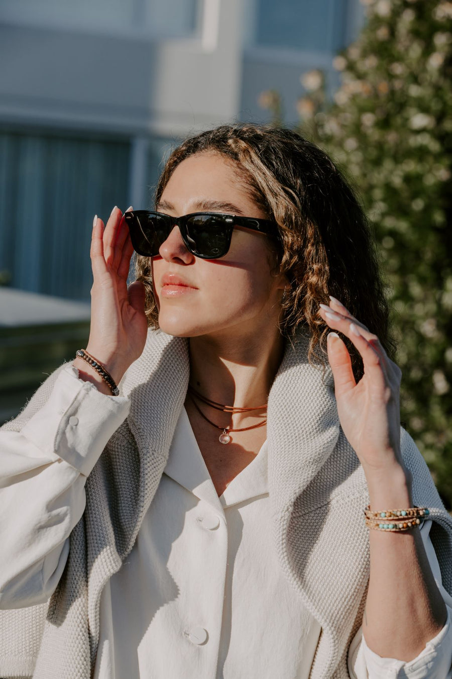Tan Leather +  Clear Quartz Necklace