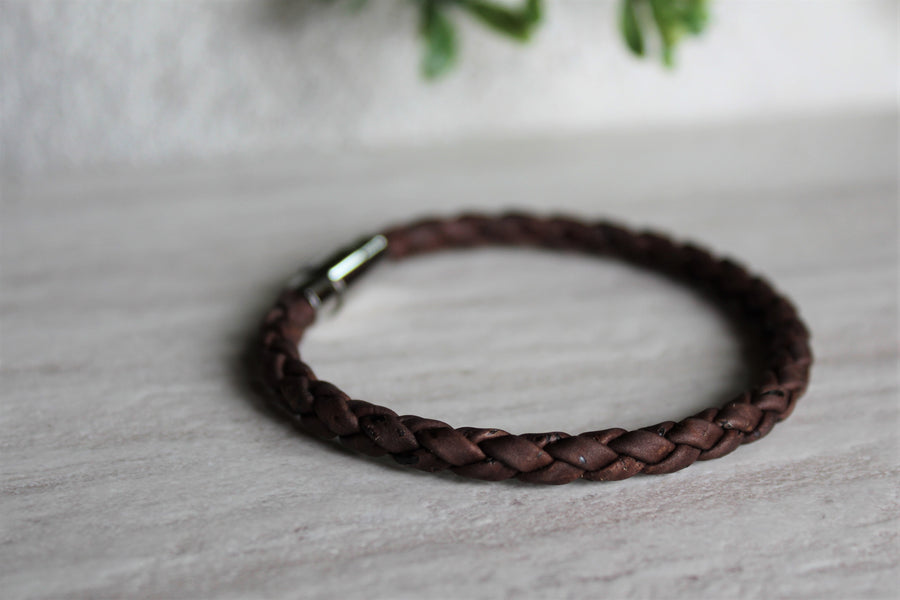 Brown Braided Cork Bracelet