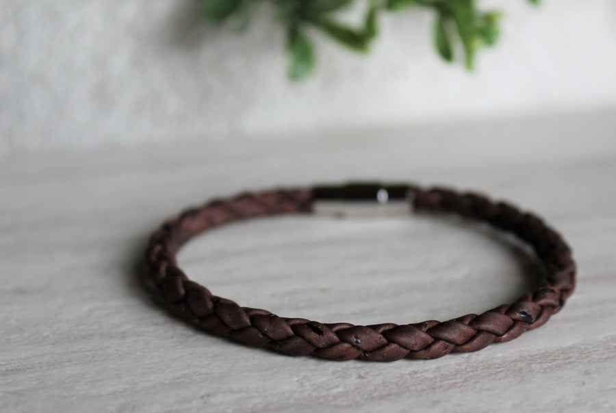 Brown Braided Cork Bracelet