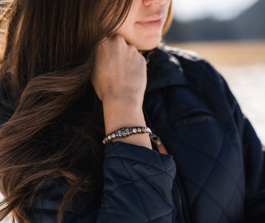 Kambaba Jasper  |  Opal - Crystal + Stone Bracelet - Woven Stone Co.