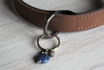 Pet Collar Charm - Dumortierite, Labradorite, Hematite