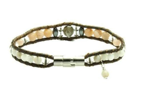 Fossil Coral - Crystal + Stone Bracelet - Woven Stone Co.
