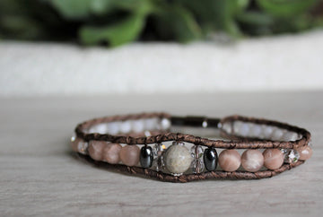 Fossil Coral - Crystal + Stone Bracelet - Woven Stone Co.