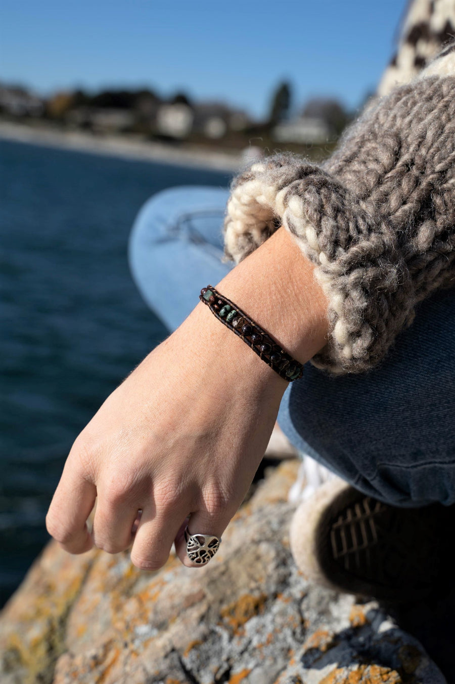 Garnet Collection Single Wrap Bracelet – Woven Stone