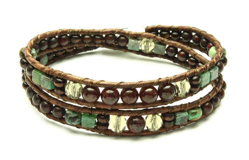 Garnet Collection - Double Wrap Bracelet - Woven Stone Co.