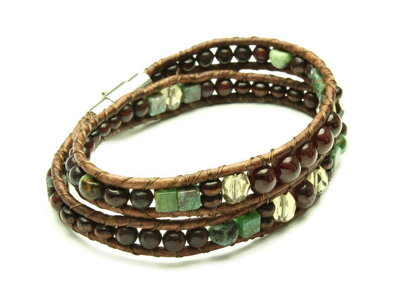 Garnet Collection - Double Wrap Bracelet - Woven Stone Co.