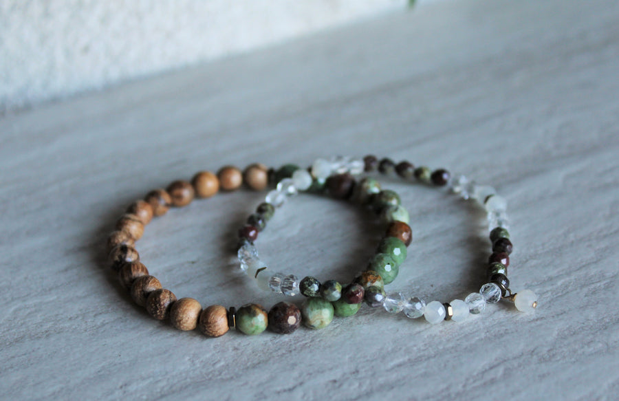 Green Opal + Dragon Blood Jasper Stacker Set