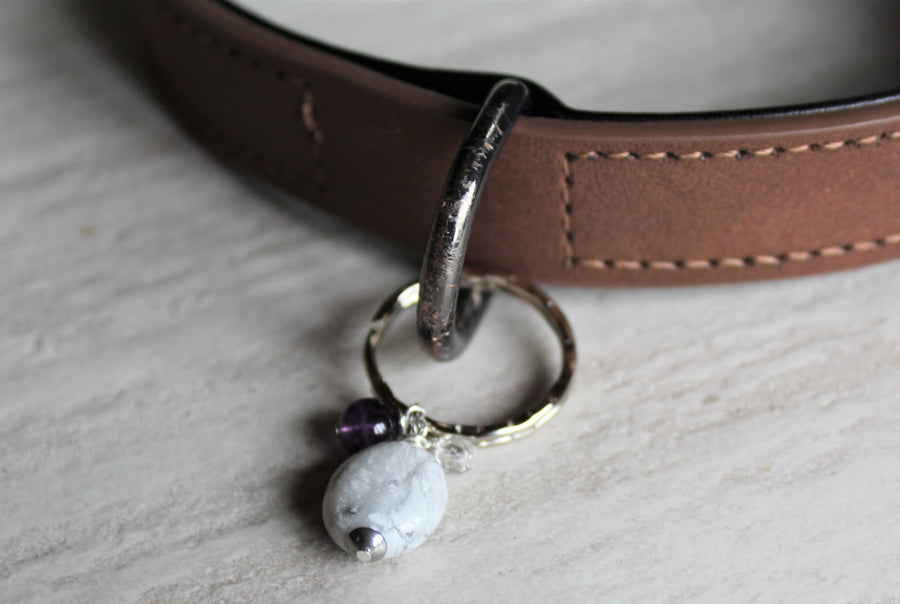 Pet Collar Charm - Howlite, Amethyst, Quartz