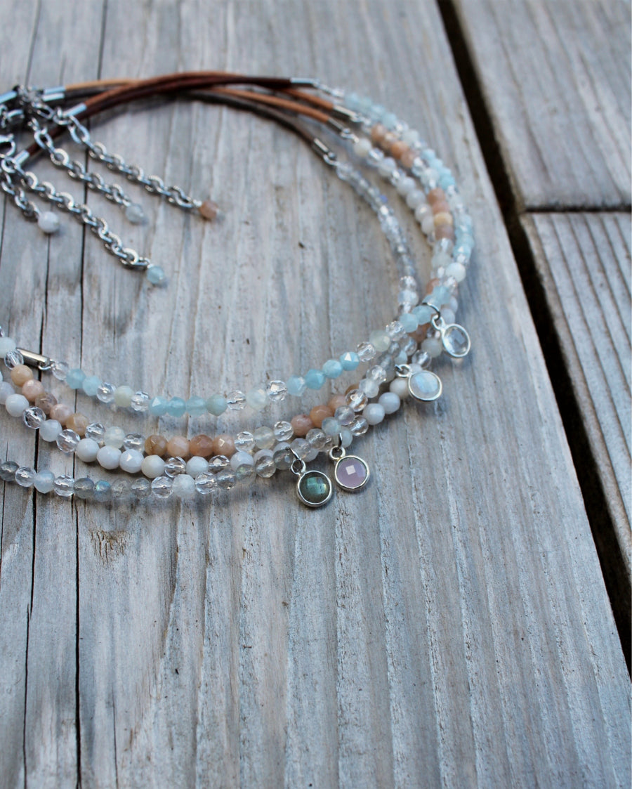 Beaded Necklace - Sunstone + Moonstone