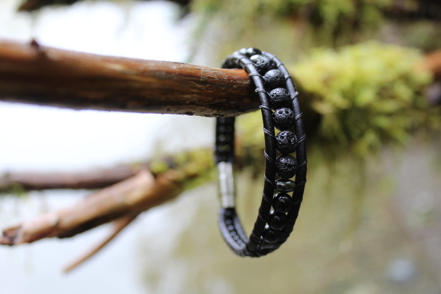 Mens Lava Rock Bracelet - Woven Stone Co.