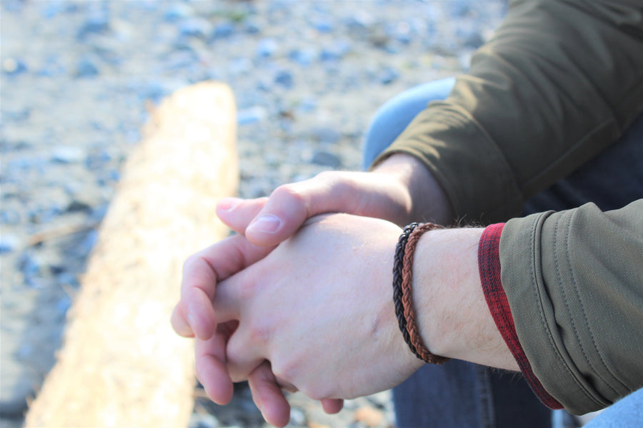 Antique Brown Leather Bracelet - Woven Stone Co.