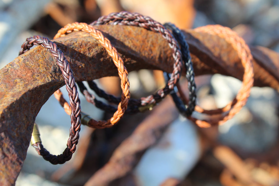 Antique Brown Leather Bracelet - Woven Stone Co.