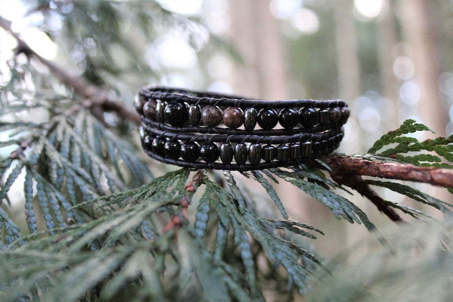 Black Onyx Collection - Double Wrap Bracelet