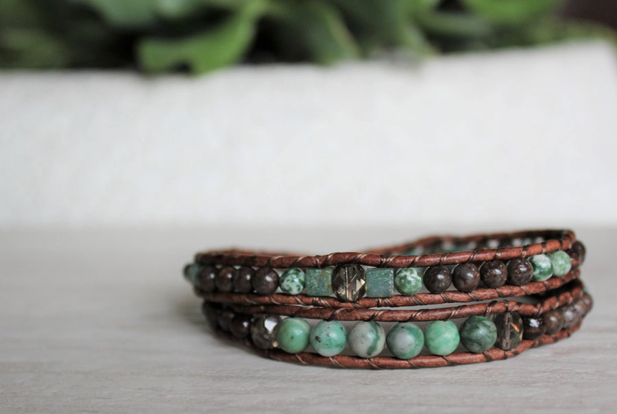 Jade Collection - Double Wrap Bracelet - Woven Stone Co.