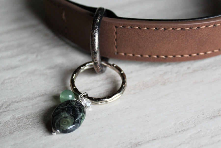 Pet Collar Charm - Kambaba Jasper, Aventurine, Quartz