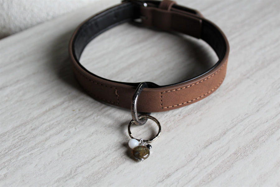 Pet Collar Charm - Labradorite, Moonstone, Hematite