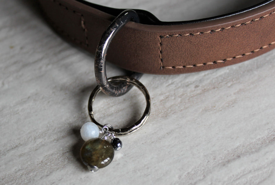 Pet Collar Charm - Labradorite, Moonstone, Hematite