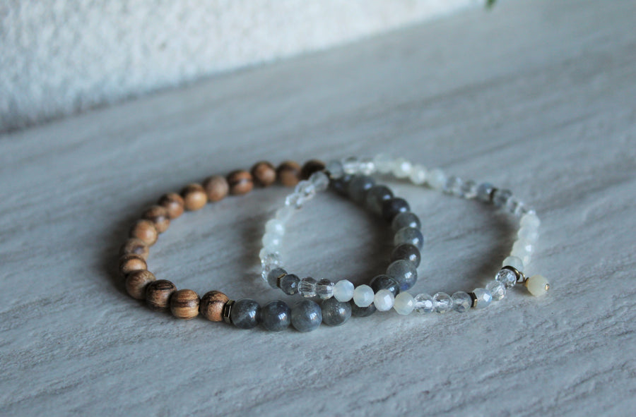 Labradorite + Moonstone Stacker Set