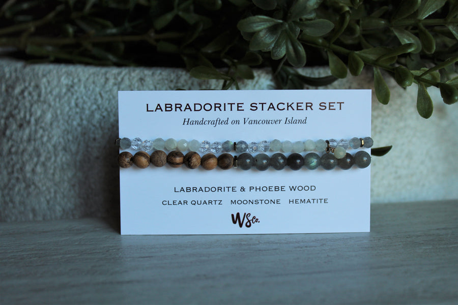 Labradorite + Moonstone Stacker Set