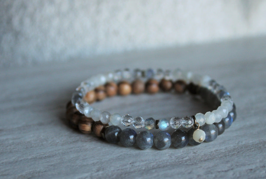 Labradorite + Moonstone Stacker Set