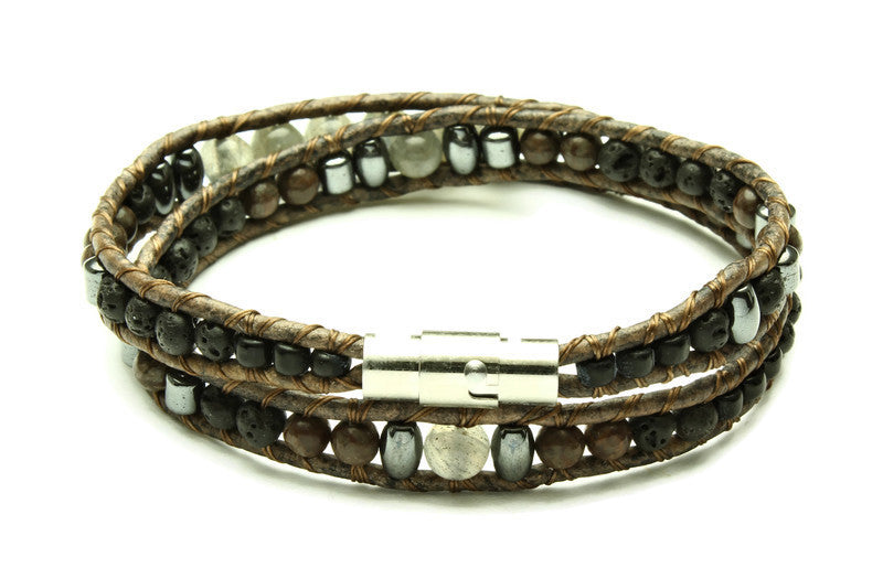 Labradorite Collection - Double Wrap Bracelet - Woven Stone Co.