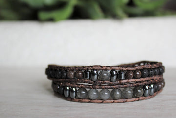 Labradorite Collection - Double Wrap Bracelet - Woven Stone Co.