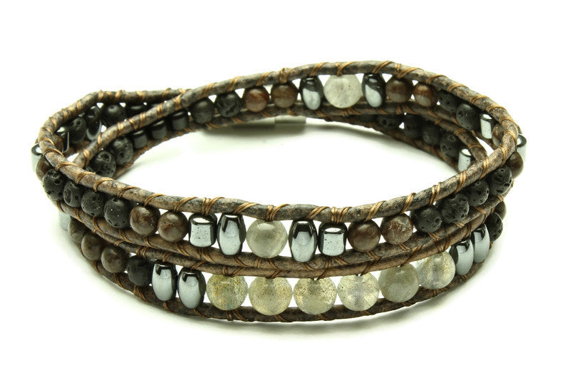 Labradorite Collection - Double Wrap Bracelet - Woven Stone Co.