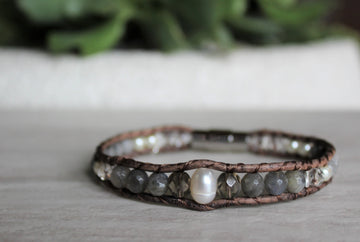 Labradorite Pearl Bracelet - Woven Stone Co.