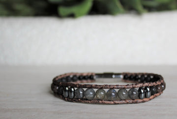 Labradorite Collection - Single Wrap Bracelet - Woven Stone Co.