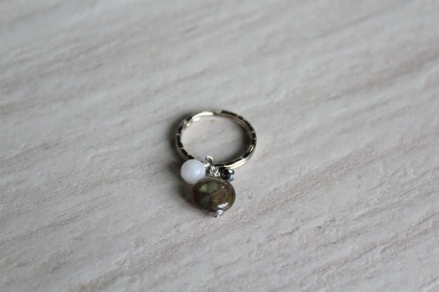 Pet Collar Charm - Labradorite, Moonstone, Hematite
