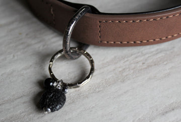 Pet Collar Charm - Lava Stone, Black Onyx, Hematite