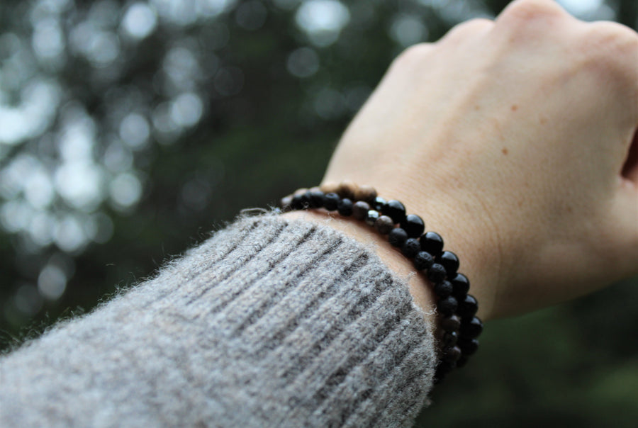 Black Onyx + Lava Stone Stacker Set