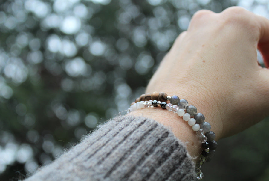 Labradorite + Moonstone Stacker Set