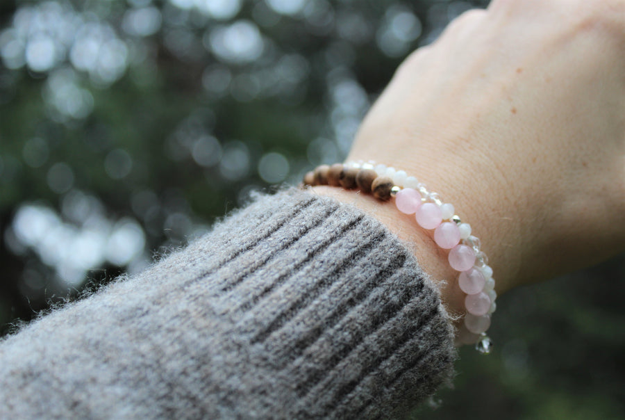 Rose Quartz + Moonstone Stacker Set