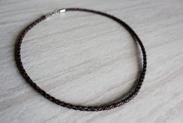 Mens Antique Brown Leather Necklace