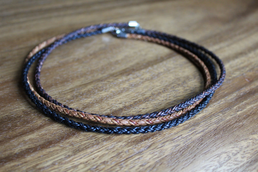 Mens Antique Brown Leather Necklace