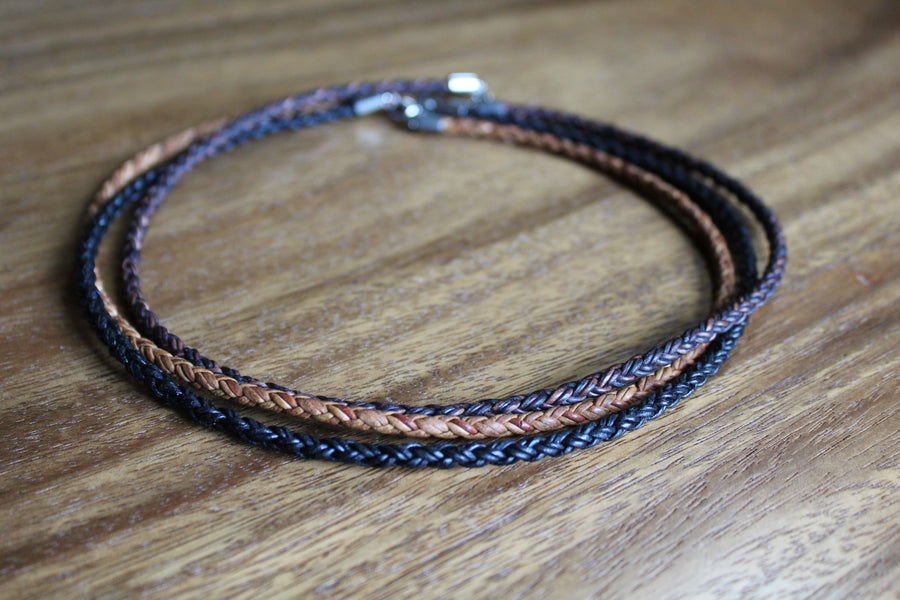Mens Tan Leather Necklace