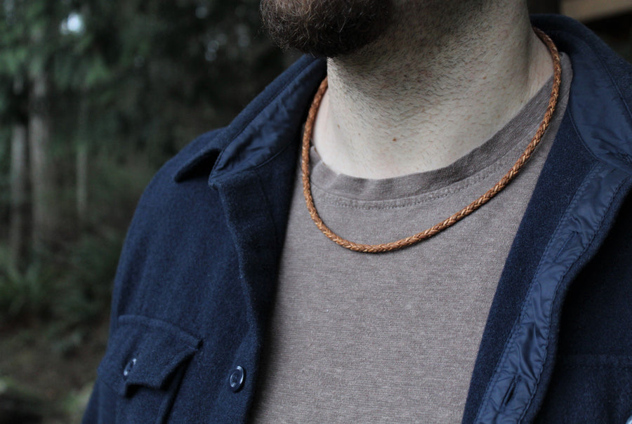 Mens Tan Leather Necklace