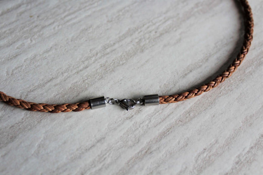 Mens Tan Leather Necklace
