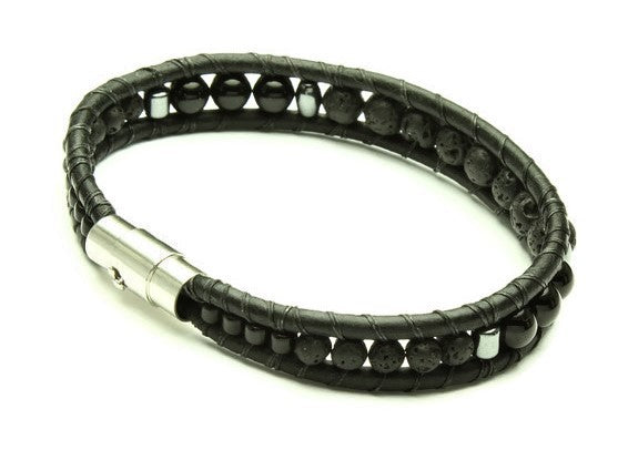 Mens Lava Rock Bracelet - Woven Stone Co.