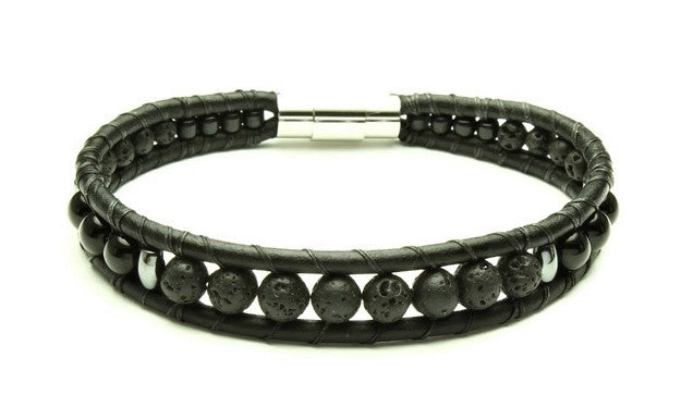 Mens Lava Rock Bracelet - Woven Stone Co.