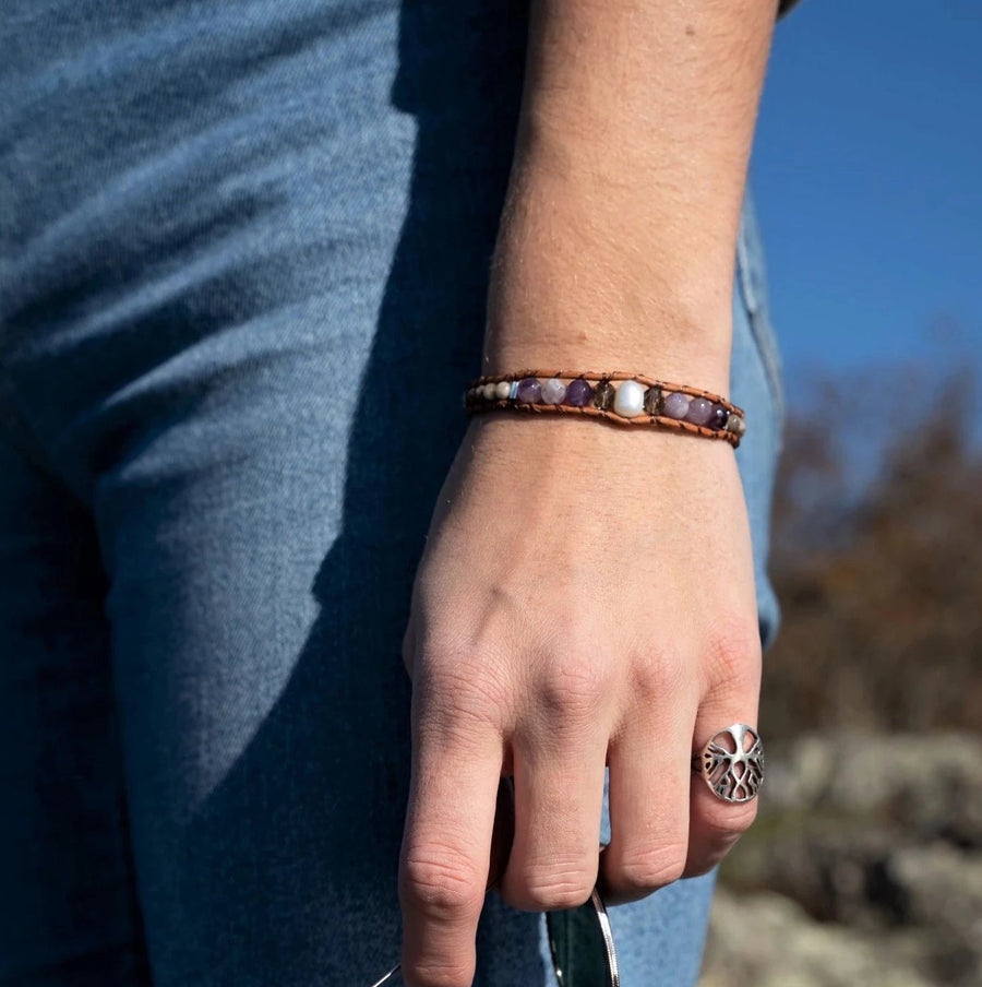 Amethyst Pearl Bracelet - Woven Stone Co.