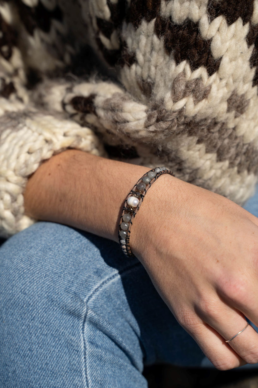 Labradorite Pearl Bracelet - Woven Stone Co.