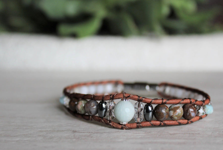 Peruvian Amazonite - Crystal + Stone Bracelet - Woven Stone Co.