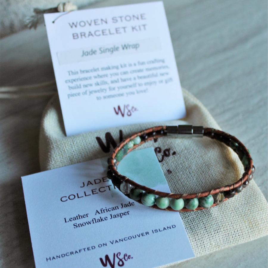 Woven Stone Bracelet Kit - Jade Single Wrap