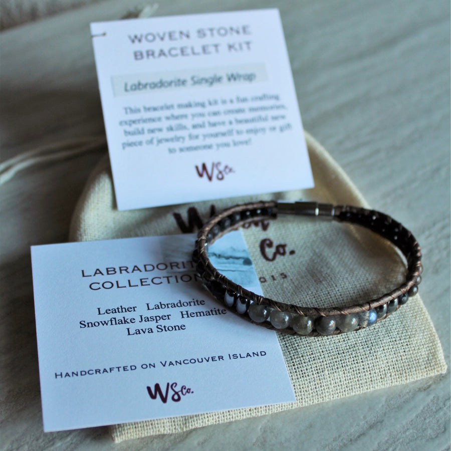 Woven Stone Bracelet Kit - Labradorite Single Wrap