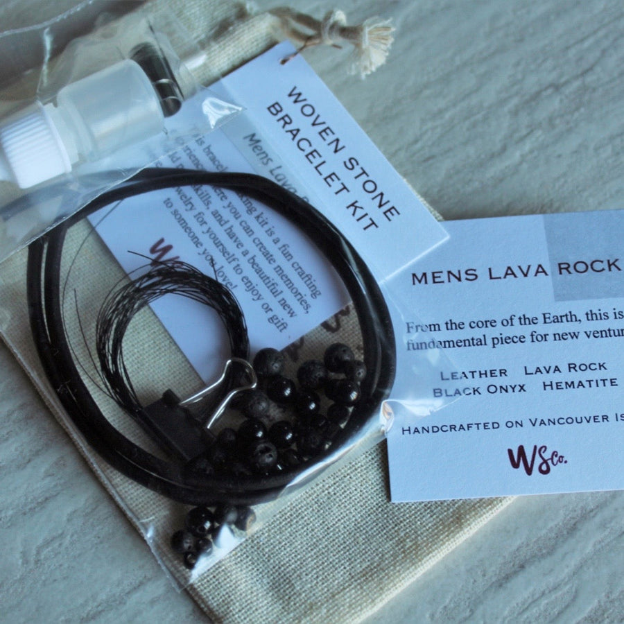 Woven Stone Bracelet Kit - Mens Lava Rock Bracelet